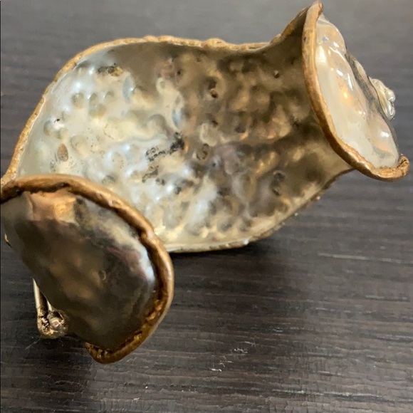 Vintage Silver Chunky Opal Brutalist Cuff - Picture 4 of 5